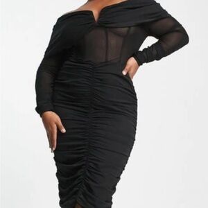 CURVE LUXE CORSET LONG SLEEVE MIDI DRESS